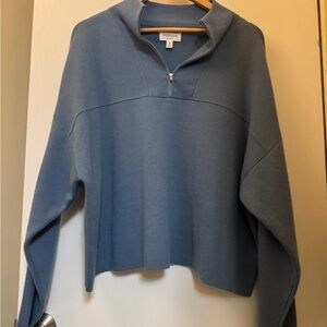 Hudson Jeans Women's Dusty Blue Half-Zip Turtleneck Sweater